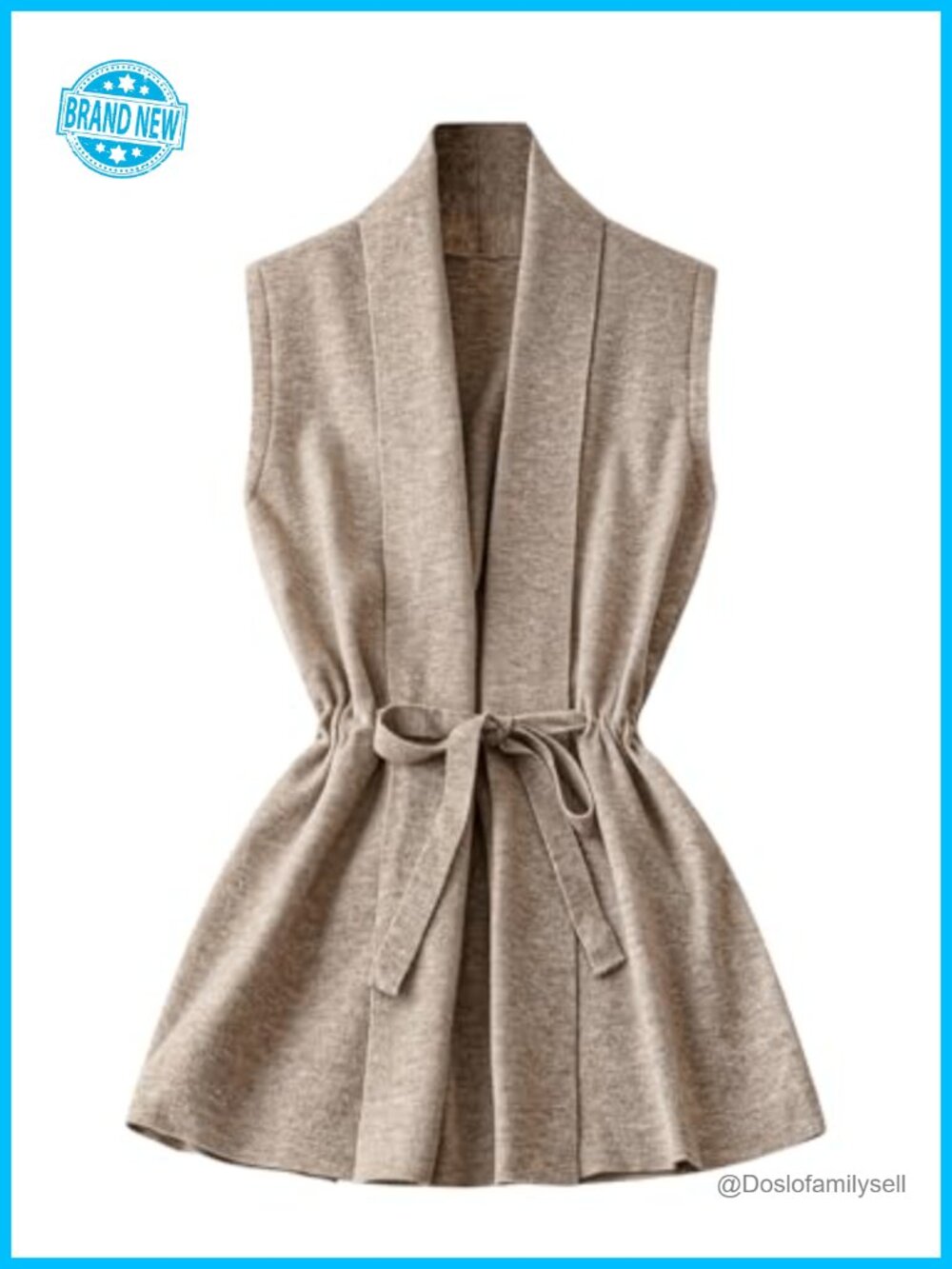 Sleeveless Long Vest Tie Front Cardigan Lightweight Acrylic Blend Sweater